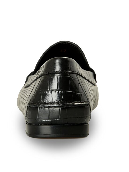 Versace Men\'s Black Leather Croc Print Medusa Driver Loafers Shoes US 7 IT 40